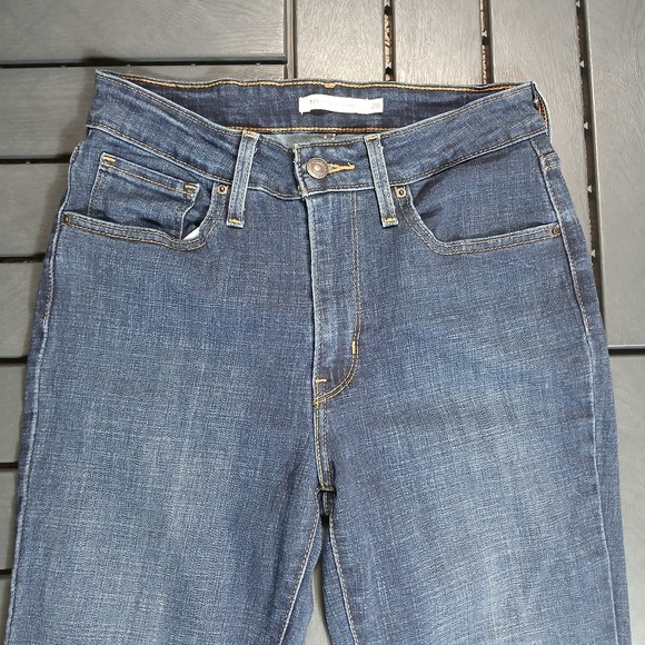 WOMEN'S LEVI'S‎ 721 SIZE 28 28X30 HIGH RISE SKINNY DARK DENIM JEANS JD107 - Picture 2 of 10